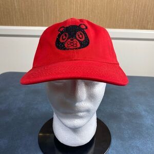 OWNYC Women's Cotton Black Glitter Bear Strapback Dad Hat Red One Size